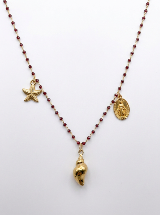 Collana conchiglia e madonnina e stella marina