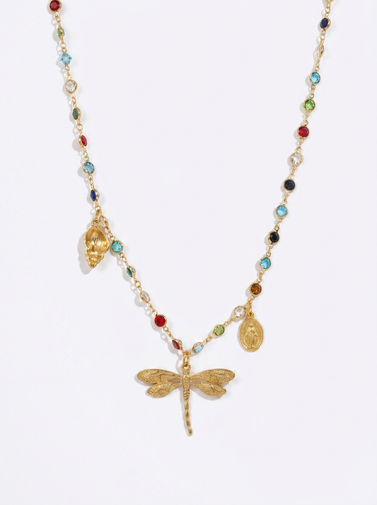 Collana libellula conchiglia e madonnina