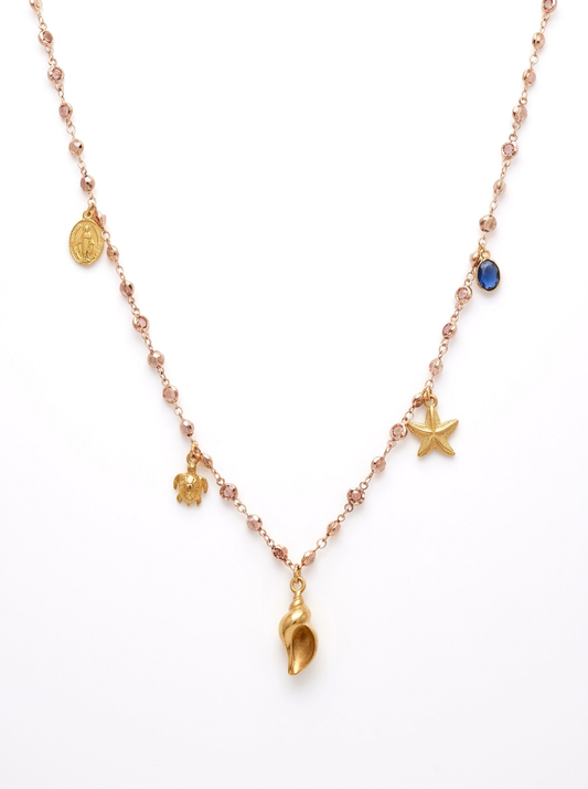 Collana base cipria tartarughina stella e conchiglia